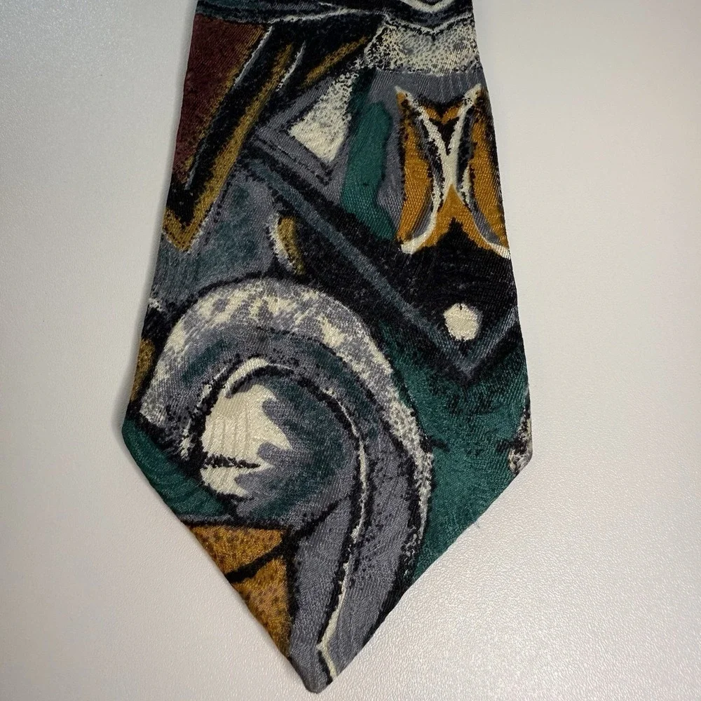 Vtg Screenplay by Martin Wong Mens Tie 100% Silk USA‎ Art Deco 56